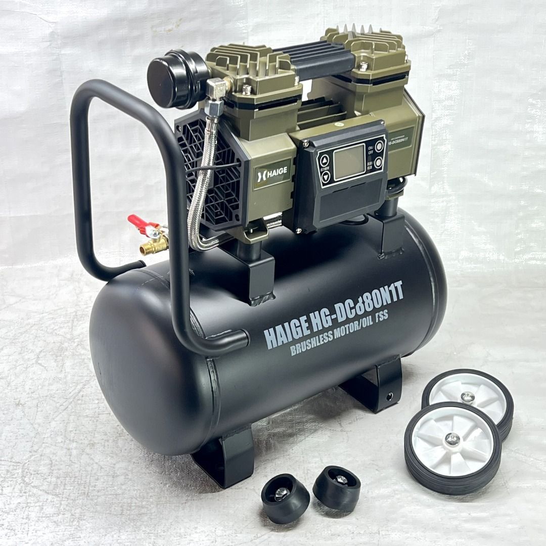 エアーコンプレッサー 100V 17L オイルレス 最大圧力0.9MPa 静音 小型 HG-DC880N1T 529-7