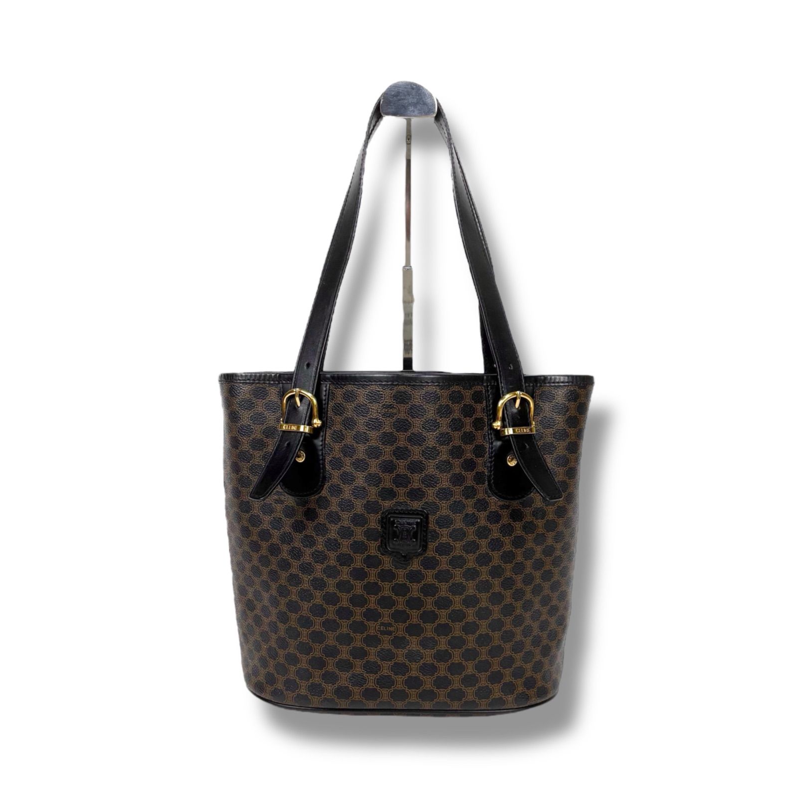 セリーヌ CELINE ミニトートバッグ ブラックマカダム PVCレザー バケツ 