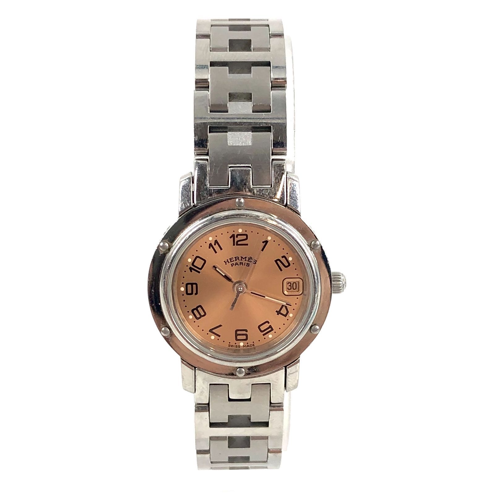 HERMES エルメス クリッパー CL4.210 SS/QZ デイト レディース