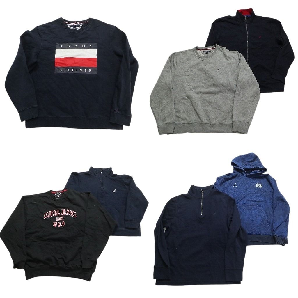 古着卸 まとめ売り ブランドMIX スウェット 7枚セット (メンズ XL ) ジョーダン GUESS ノーティカ トミーヒルフィガー 中古 古着 MX7115