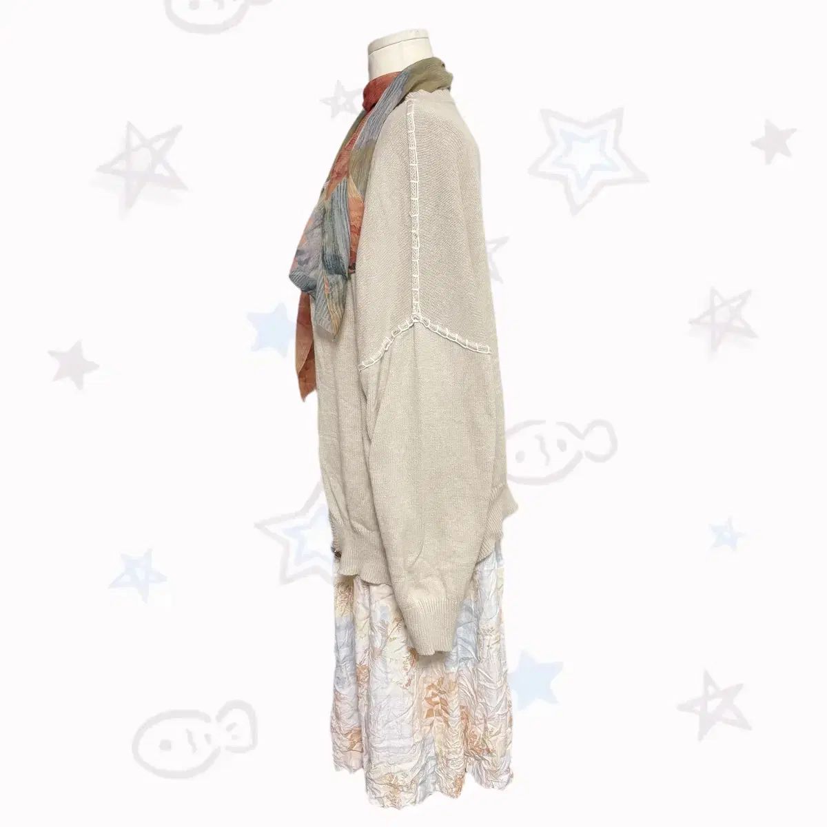 クルー 秋の少女 パッチ 森ガール プリンターの色 マフラー ローザチェリー レイヤード コーディネート セット