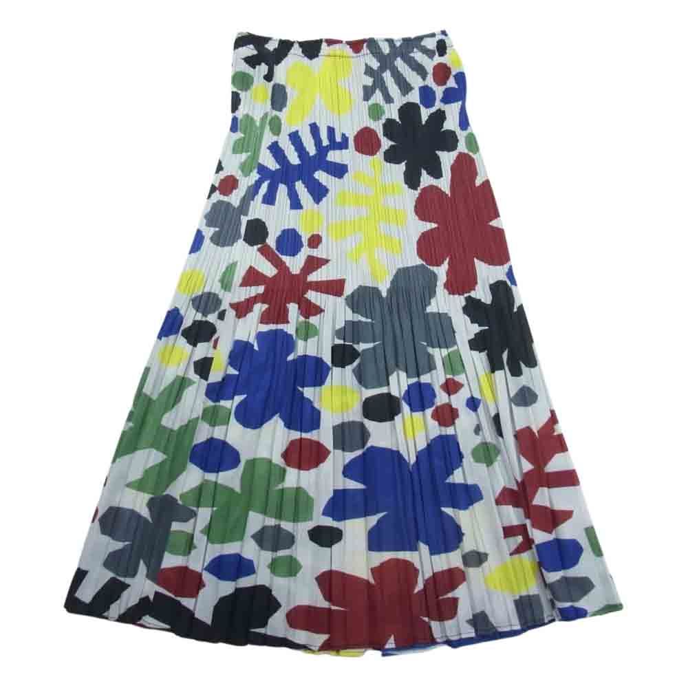 PLEATS PLEASE プリーツロングスカート マルチカラー スリット PLEATS PLEASE プリーツロングスカート マルチカラー スリット