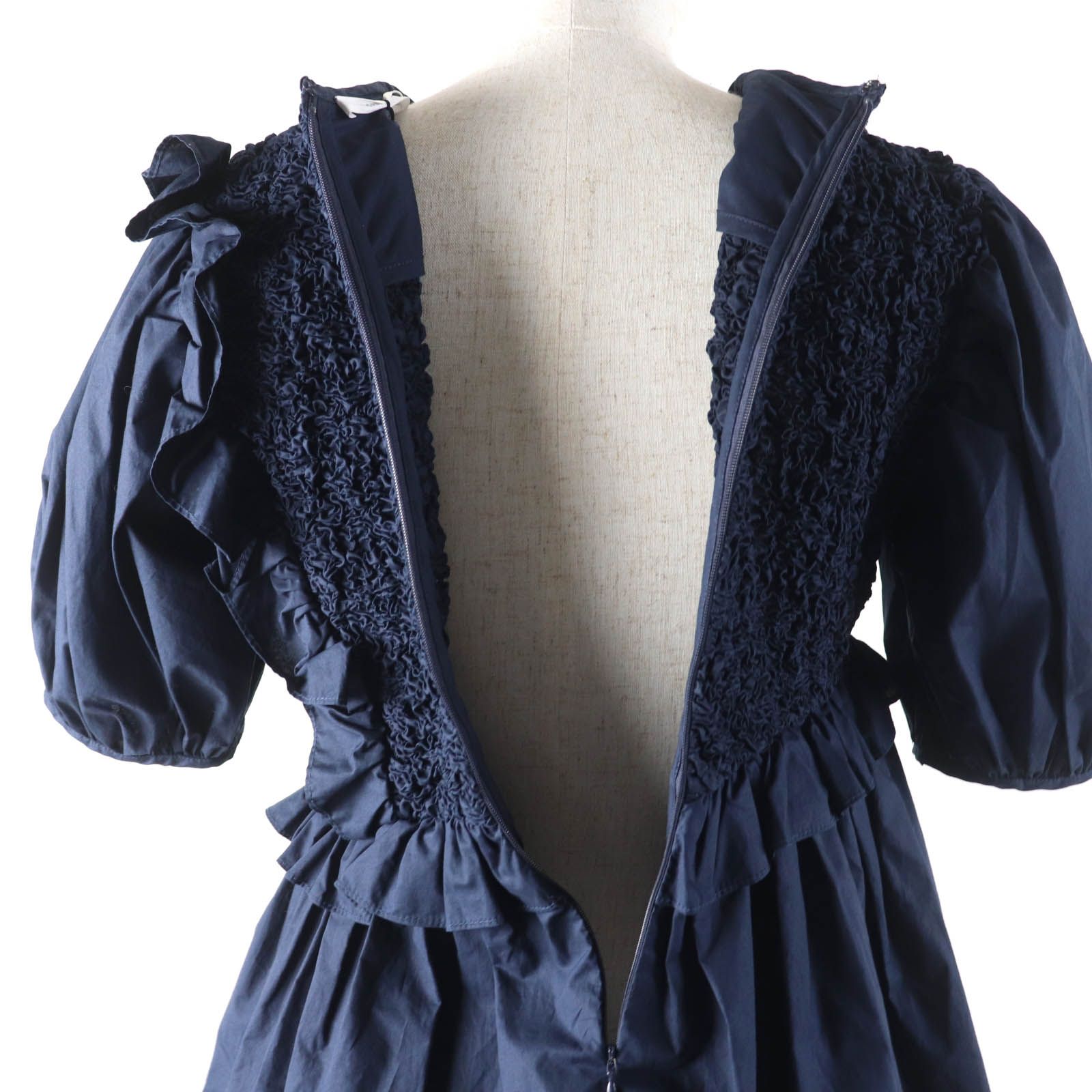 未使用品☆CECILIE BAHNSEN セシリーバンセン コットン CARLOTTA TOP トップス ネイビー UK6 正規品 レディース 定価141900円 美品 CECILIE BAHNSEN セシリーバンセン SUMMER RECYCLED FAILLE