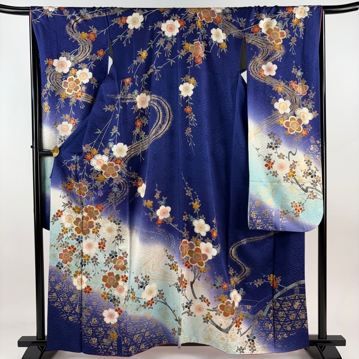 振袖 身丈160.5cm 裄丈66cm M 袷 鈴乃屋 草花 金銀彩 染め分け