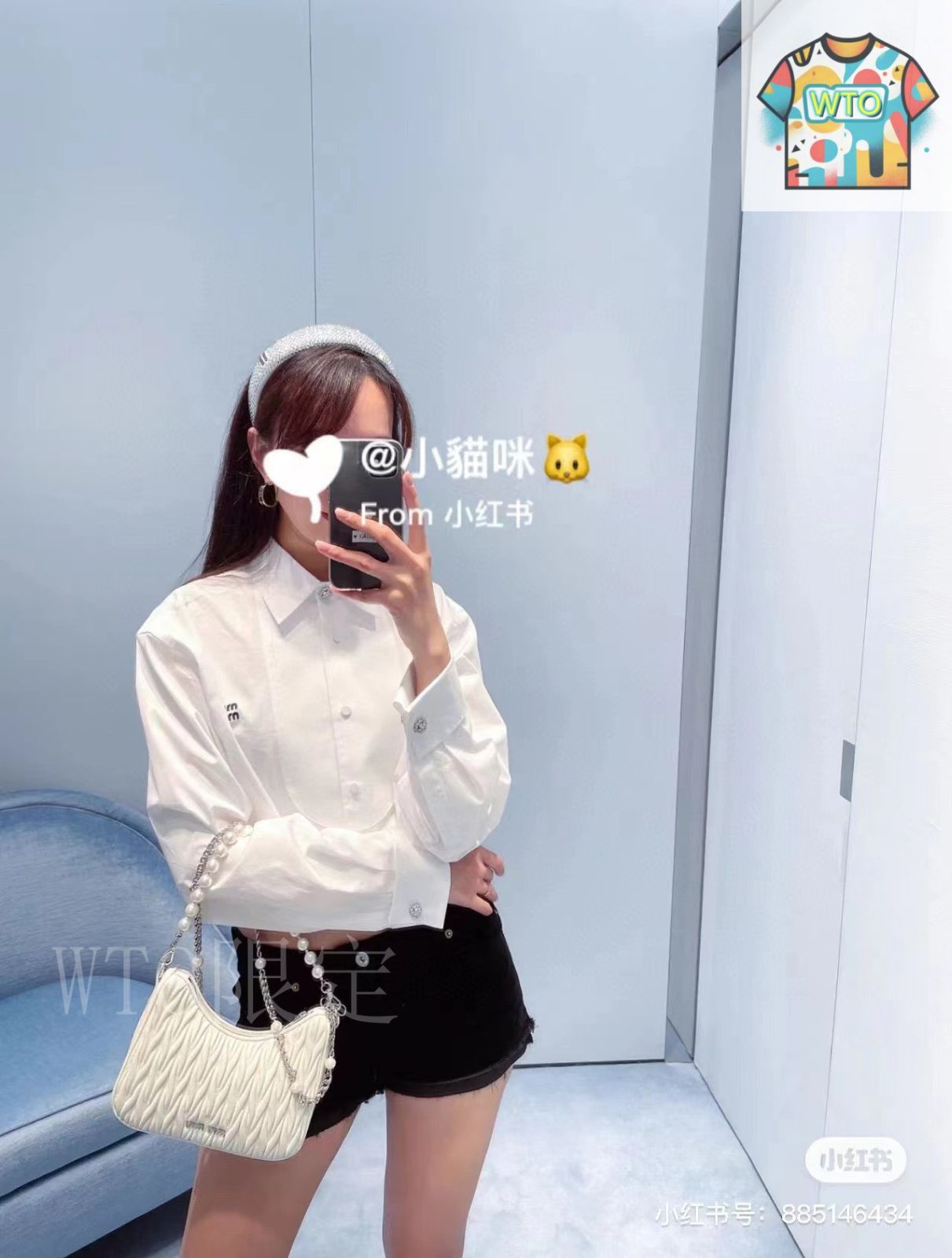  今日 Miu カスタムダイヤボタン シャツ 半袖(Tシャツ) Tシャツ カットソー