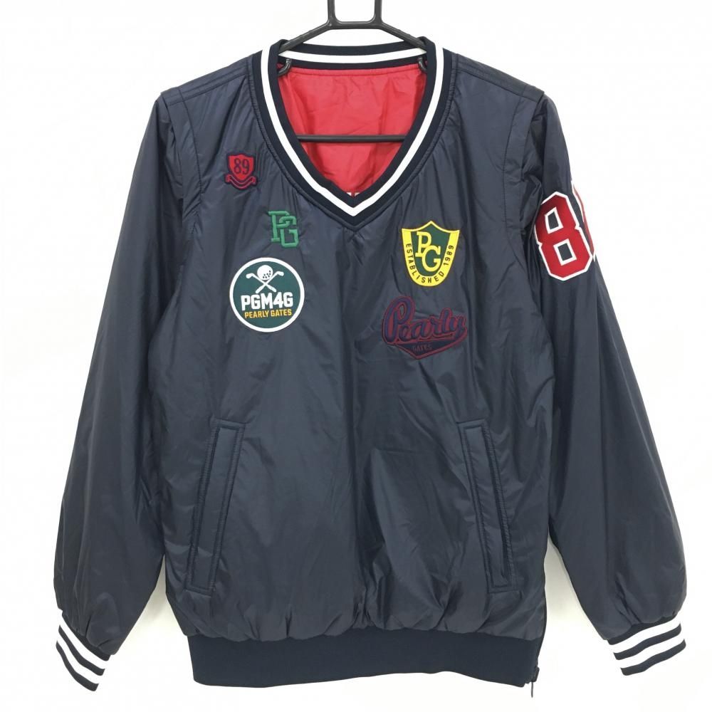 パーリーゲイツ 中綿リバーシブルスニード ネイビー 片面レッド 袖着脱可 ブルゾン 防風 メンズ 3 S ゴルフウェア PEARLY GATES