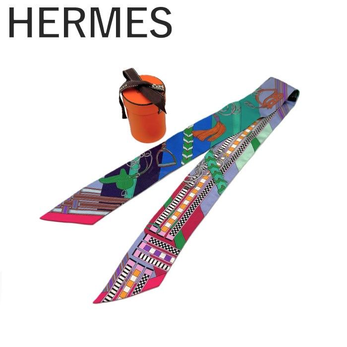 エルメス　ツイリー　馬勒とチャーム　ロデオ　チャーム柄　シルクスカーフ 1240001017170_1.jpg