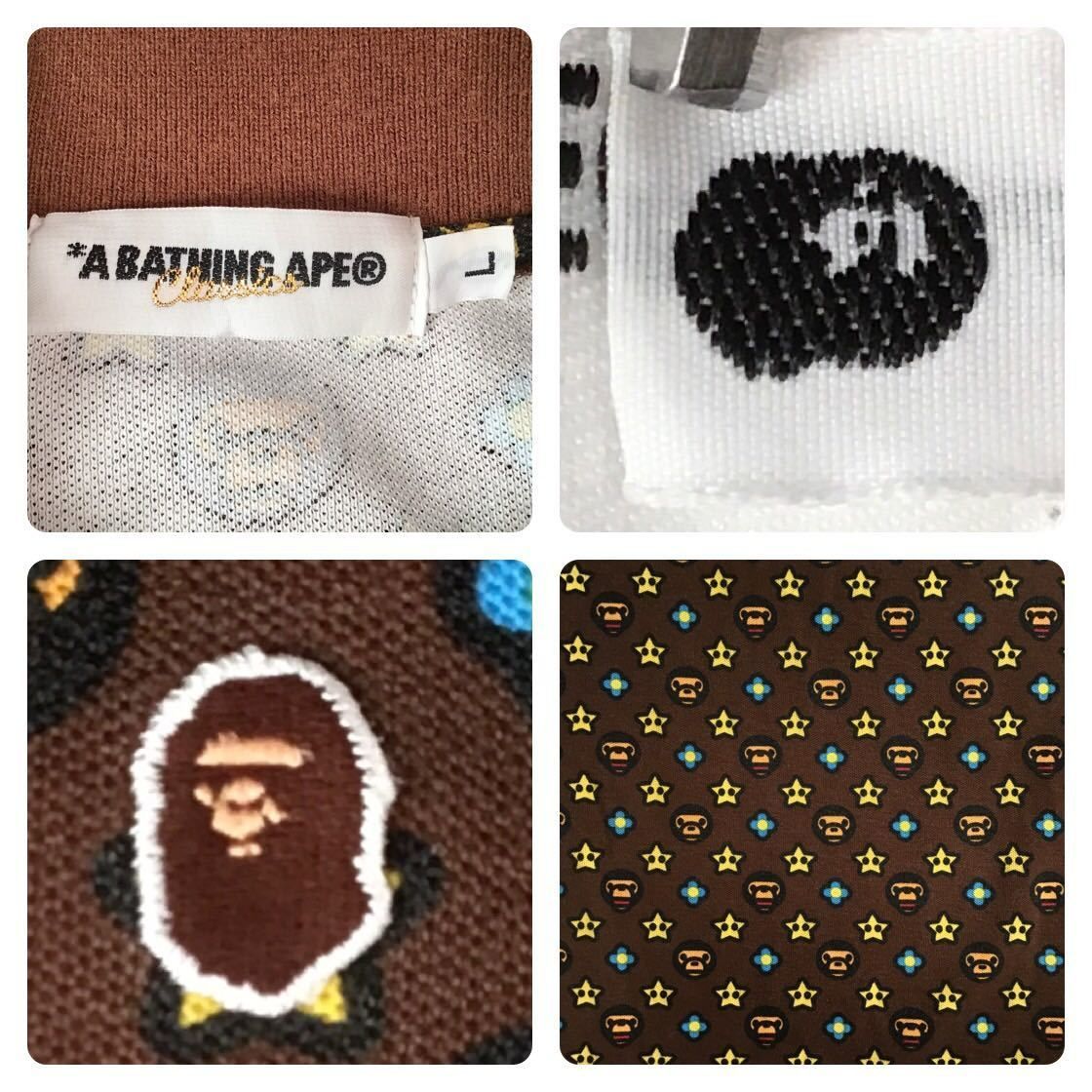 希少　A BATHING APE マイロ モノグラム ロゴ ポロシャツ マイロ モノグラム ロゴ ポロシャツ Lサイズ ブラック a bathing
