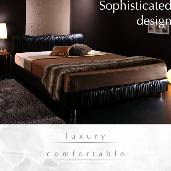 モダンデザインベッド 国産カバーポケットコイルマットレス付き シングル 組立設置付