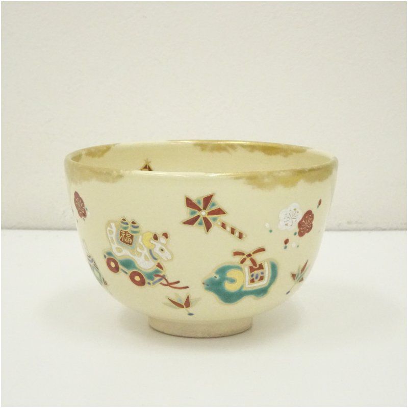 京焼 藤谷芳山造 色絵干支玩具茶碗（共箱） 茶道 抹茶 おしゃれ