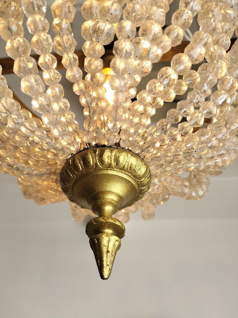 フランス アンティーク エンパイヤ ガラスドロップ シャンデリア １灯 照明 ライト 天井 店舗 NEXPOTALLINN_EU