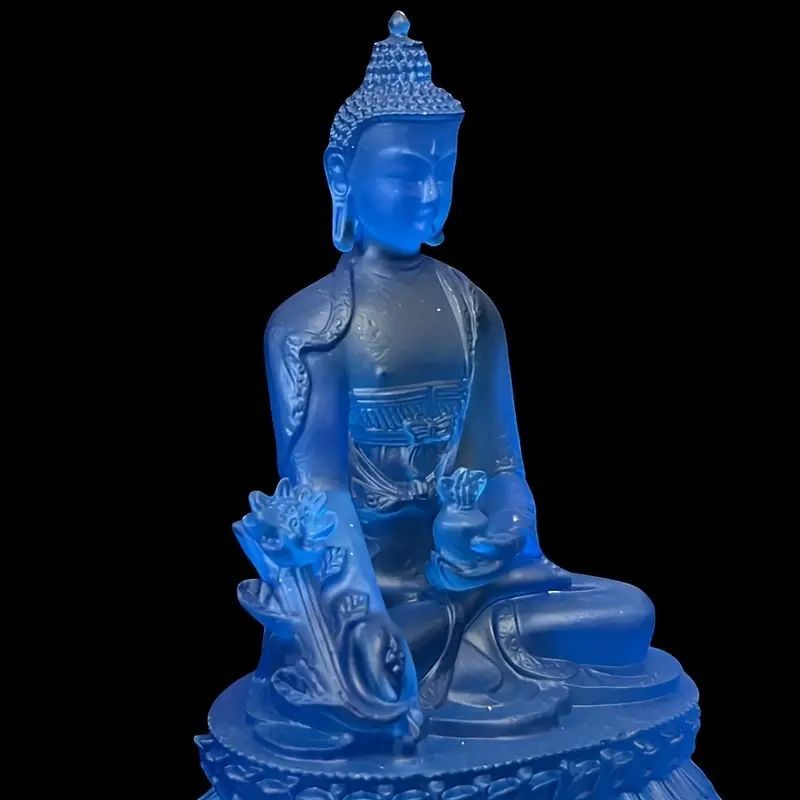 チベット薬師如来像、青い樹脂工芸品、家庭および寺院の装飾 チベット薬師如来像、青い樹脂工芸品、家庭および寺院の装飾