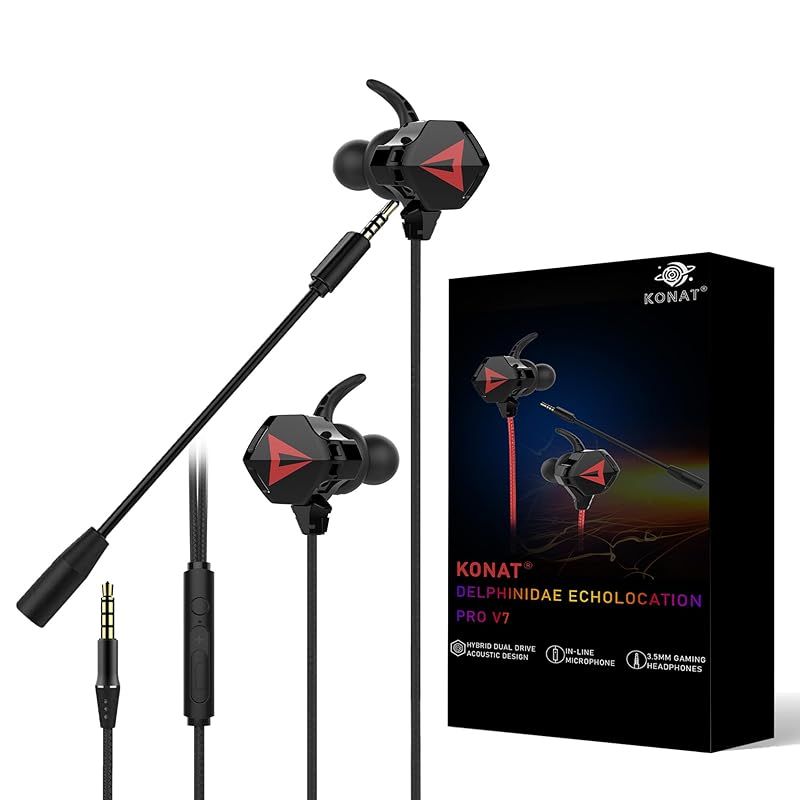 Pro V7 マイク付きゲーミングイヤホン for Gaming 有線 ゲーミングイヤホン ps5 イヤホン バイノーラル サラウンド ブラック Nintendo Switch 在宅勤務 テレワーク ビデオ会議 リモートワーク 3.5mm変換ケー 0