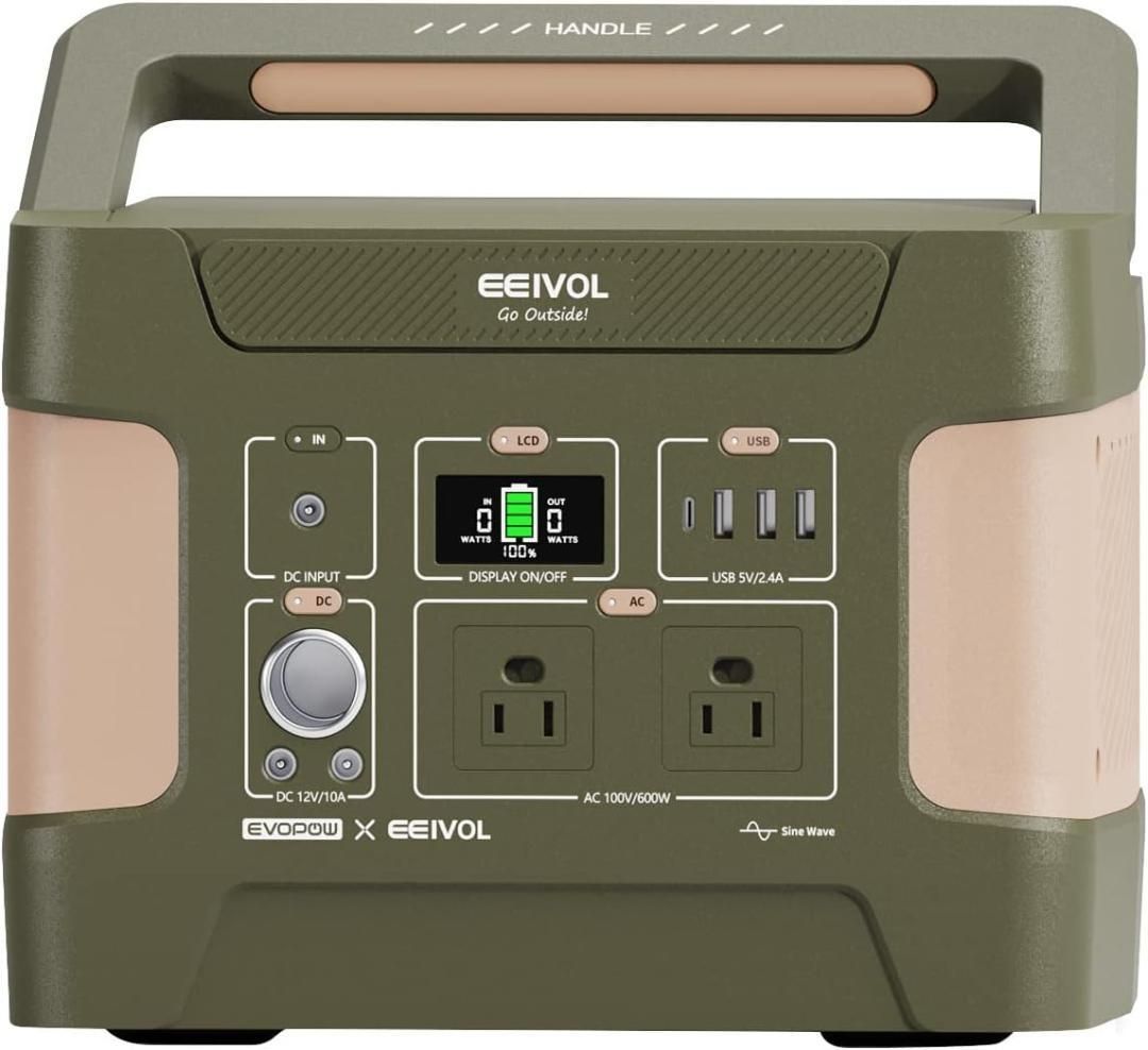 Evopow ポータブル電源 リン酸鉄 大容量 515Wh グリーン