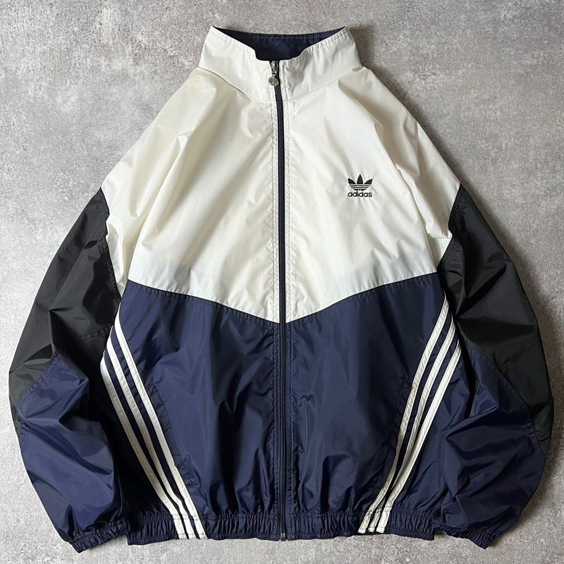 90s adidas メッシュ ライナー付き フルジップ ナイロン ジャケット M / 90年代 オールド アディダス トレフォイル ロゴ 3ストライプ  - メルカリ