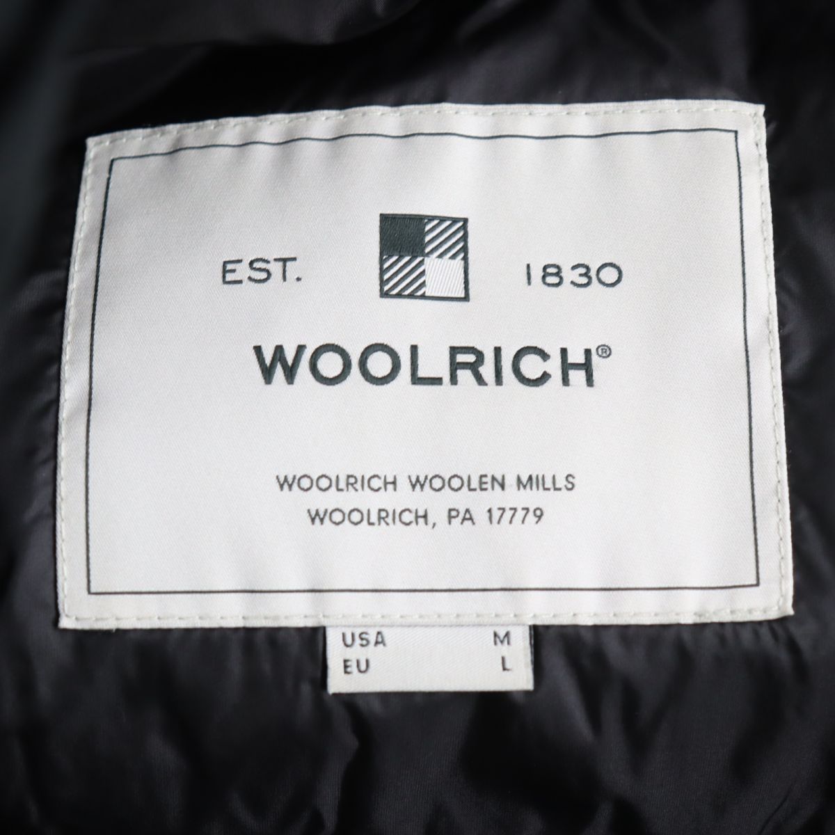 美品◆WOOLRICH ウールリッチ WOOU0253 GORE-TEX ダブルジップ 比翼仕立て フーデッド 中綿コート/アウター ブラック L  メンズ 正規品