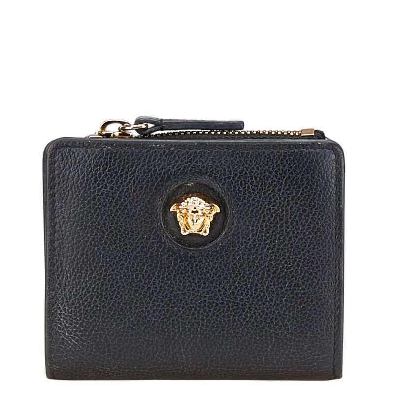 ヴェルサーチェ ロゴ ブラック レザー レディース VERSACE【1