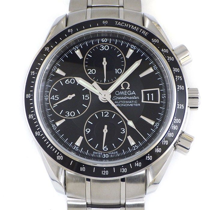 オメガ OMEGA 腕時計 スピードマスター デイト 3210.50.00 クロノメーター クロノグラフ タキメーター スモールセコンド 夜光インデックス 夜光針 ブラック文字盤 SS 自動巻き 箱 保付き