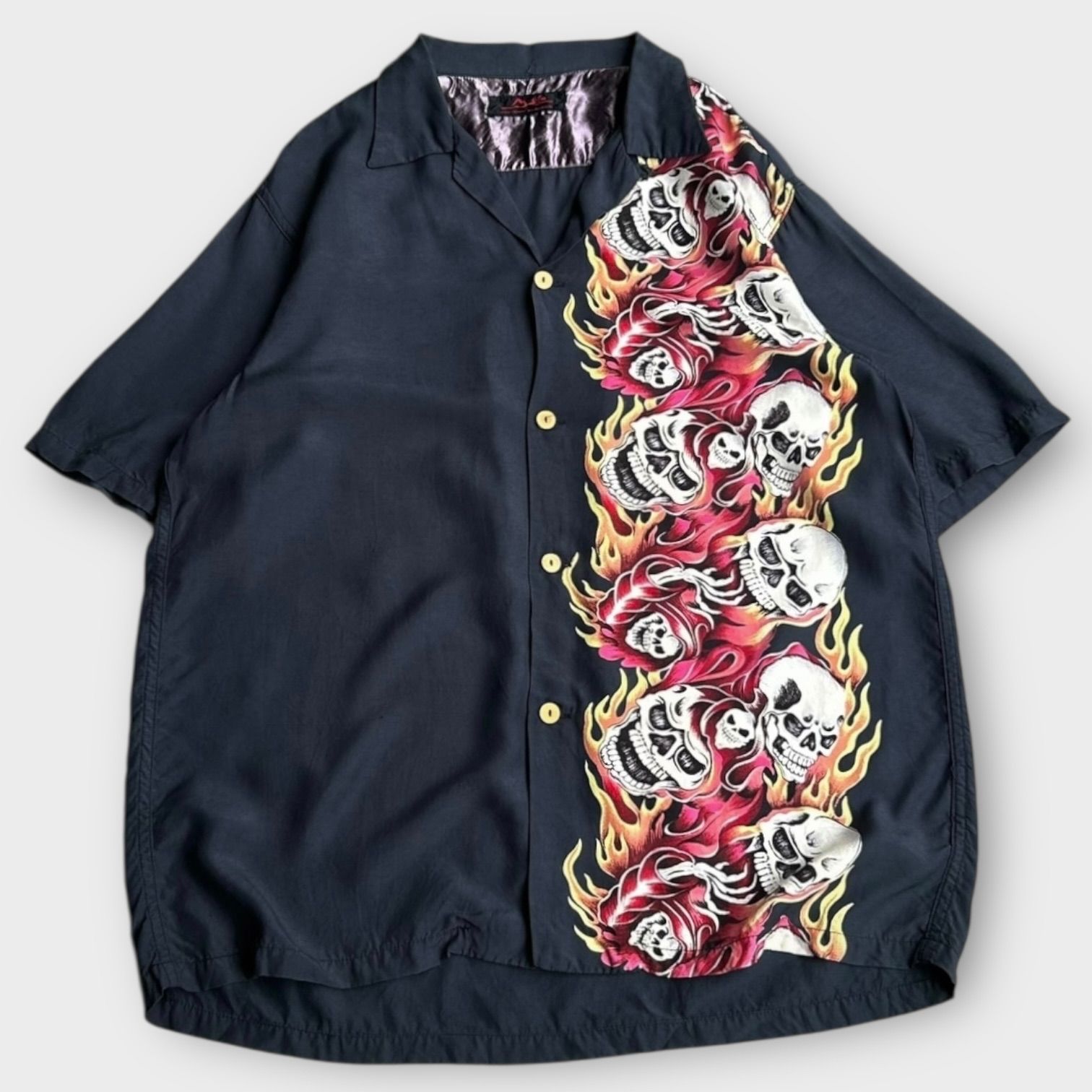 90s HYSTERIC GLAMOUR fire skull aloha shirt - メルカリ 
