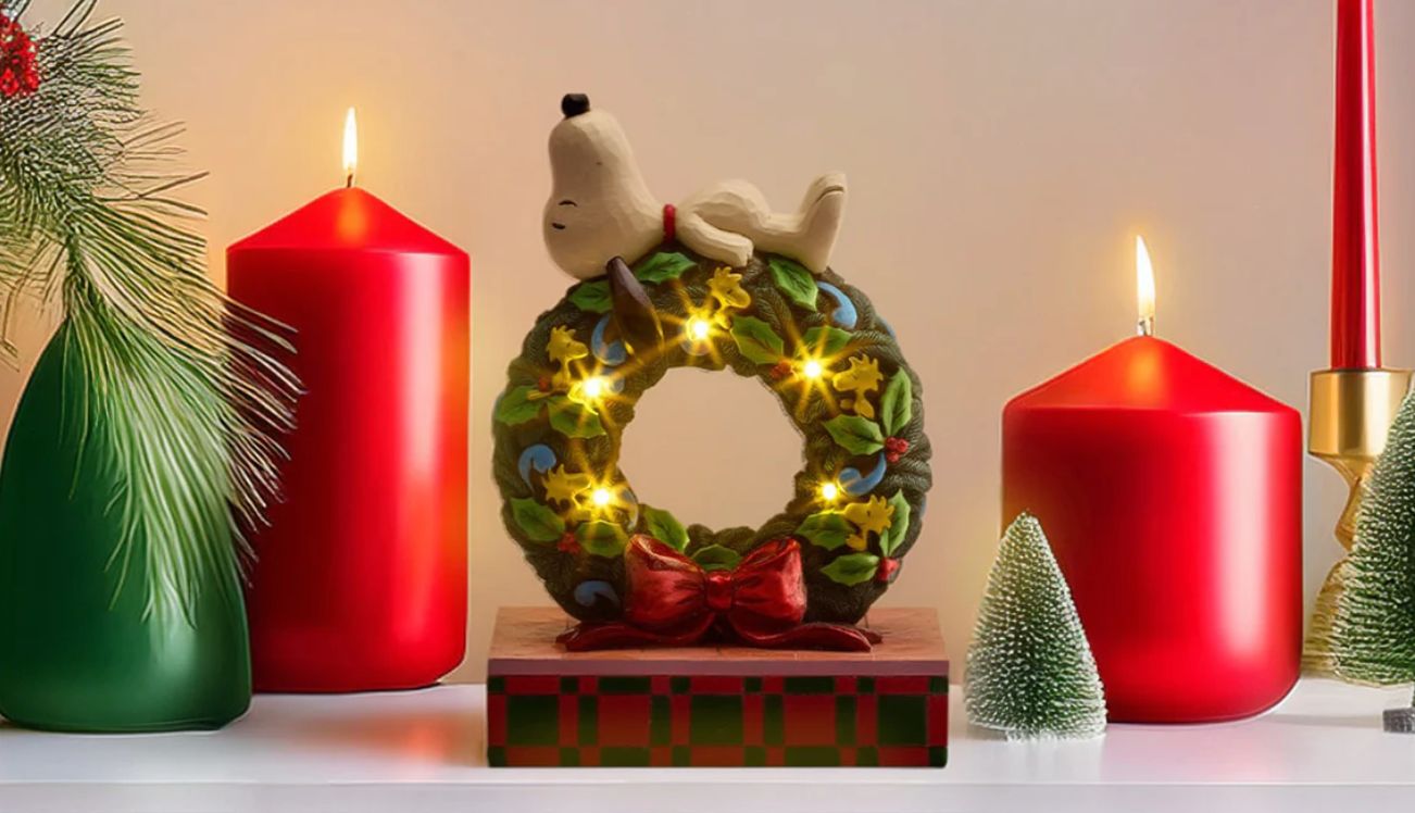 ジムショア クリスマス スヌーピー スリーピング リース LED