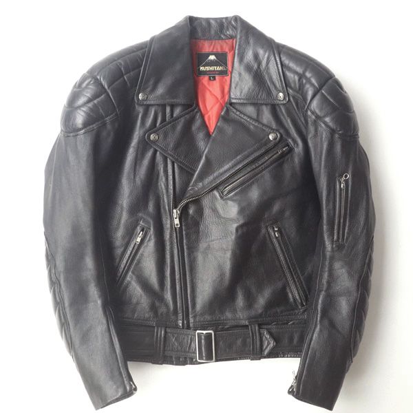 美品 浜松 KUSHITANI クシタニ 牛革 フッ素加工 撥水レザー キルトパッド  ダブル ライダースジャケット 黒 L【参考価格￥88，000-】