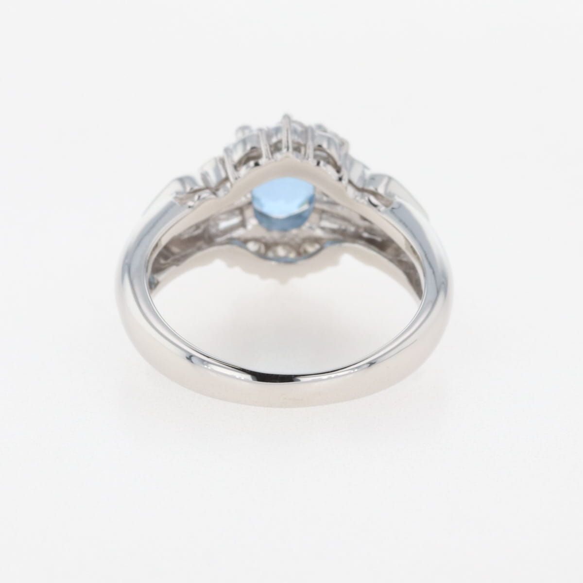 アクアマリン デザインリング プラチナ 指輪 メレダイヤ リング 8号  