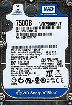 品質保証 【中古】 Western Digital WD7500BPVT-26HXZT3 750GB DCM HHOTJHBB 内蔵型ハードディスクドライブ
