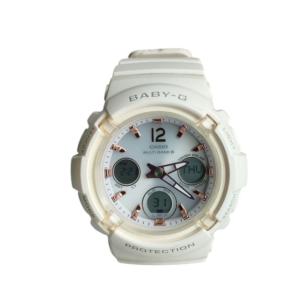 稼働品 CASIO BABY-G カシオ ベビージー 電波ソーラー ラバーバンド アナデジ 腕時計 ウォッチ BGA-2800 ホワイト レディース 古着