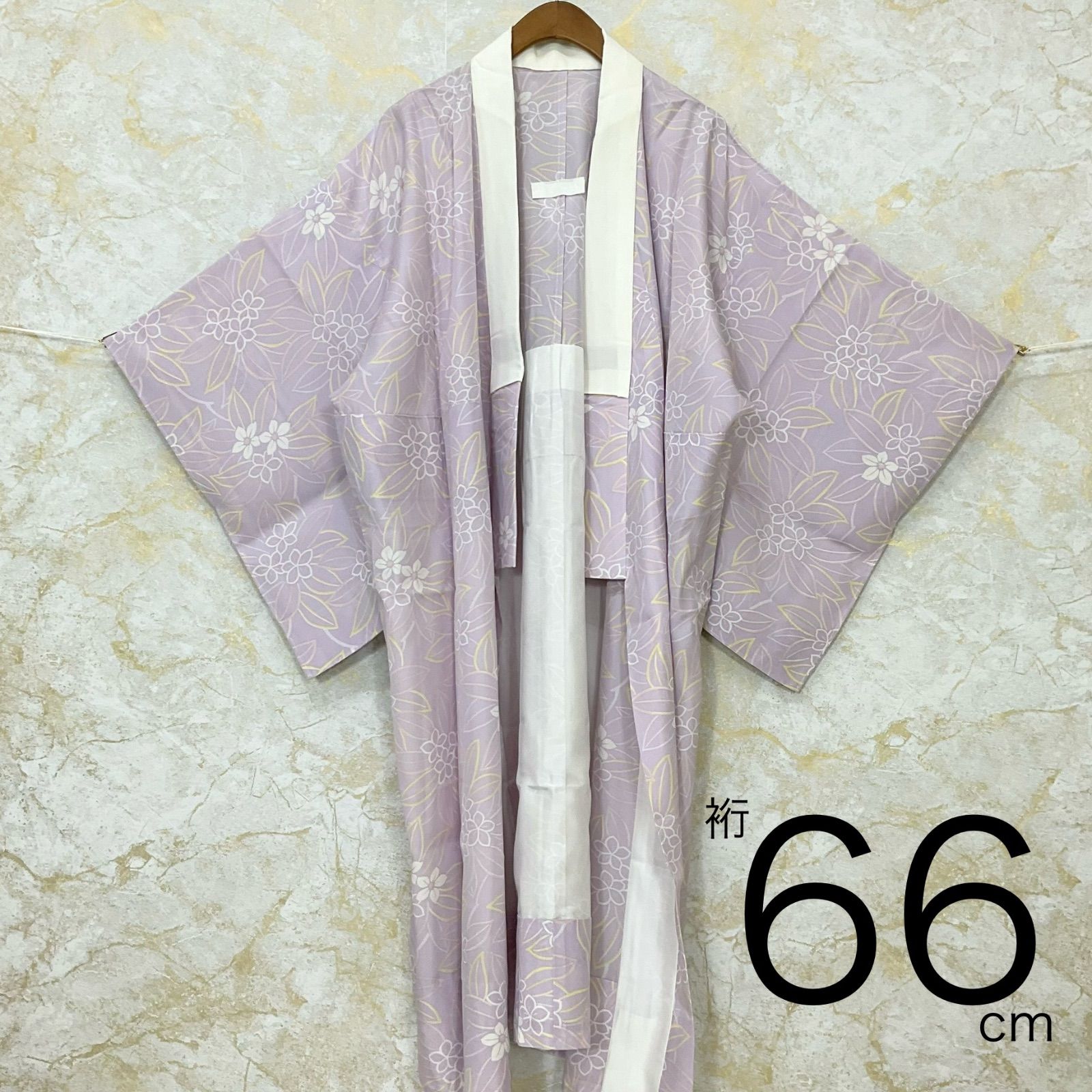 kimono one◆ 同然◆ な色合いの長襦袢◆仕付け糸付き◆単衣◆ガード加工◆たちばなガード加工済◆居敷当て付き◆白半衿付◆パステル ◆紫◆花◆裄66肩丈117◆小紋紬附下訪問着留袖袷単衣夏着物◆K1174