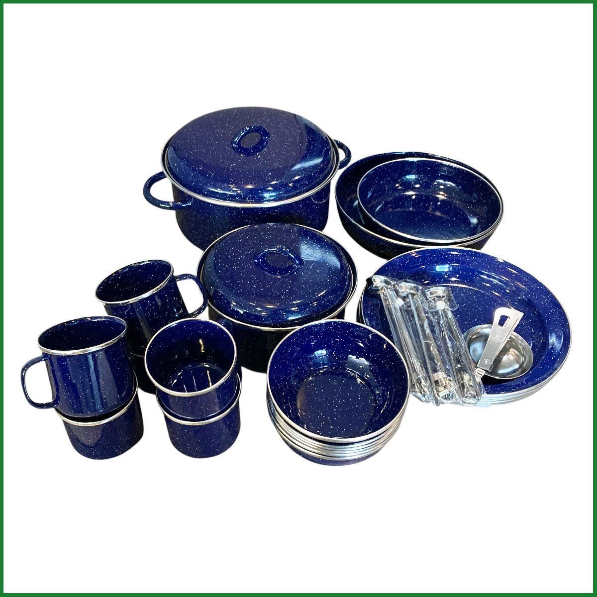 中古○キャプテンスタッグ○キャンプ用ホーロー鍋＆食器セット
