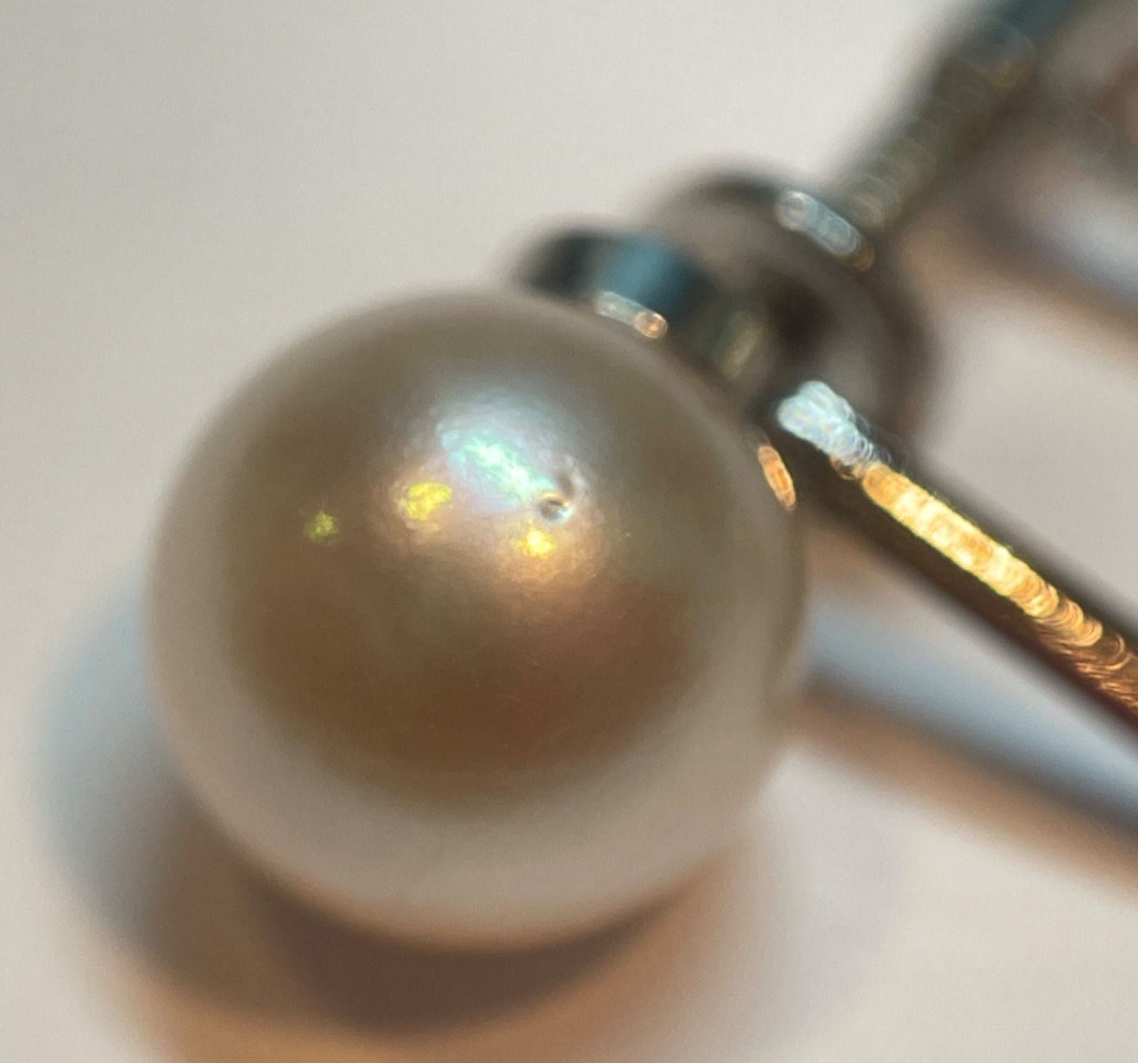 白珠付イヤリング 約7.6〜7.8mm