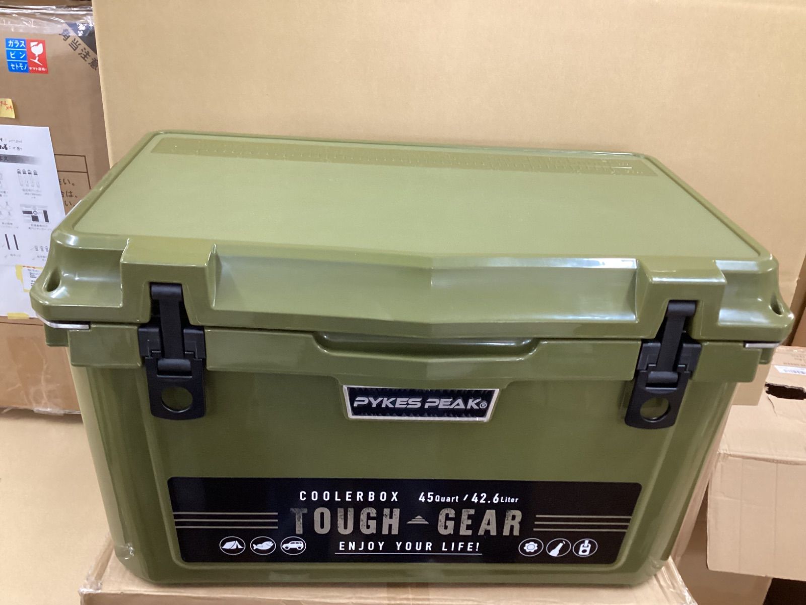一度使用済み P0066 クーラーボックス パイクスピーク 45QT オリーブ 250819-14
