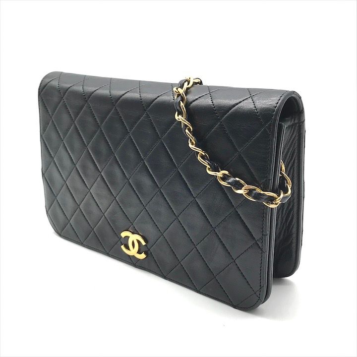 CHANEL シャネル ココマーク マトラッセ プッシュロック ラムスキン チェーン ショルダー バッグ ブラック ブランド 鞄 BAG k6713