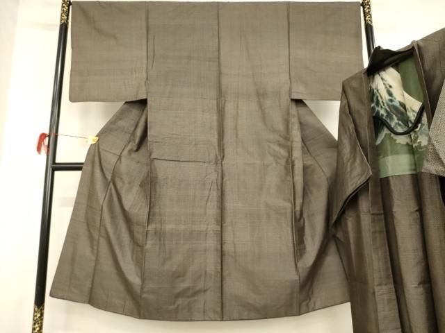 平和屋着物○男性 本場大島紬 アンサンブル 変わり格子 ますいわ屋扱い  