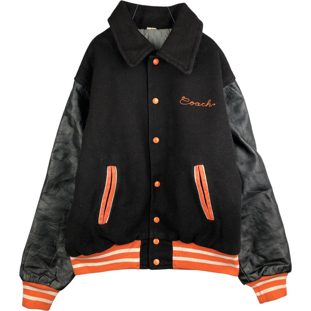 古着 80年代 襟付き 中綿入り スタジャン アワードジャケット バーシティジャケット メンズL相当|evb032224