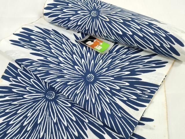 平和屋着物＊夏物 浴衣 反物 着尺 東京本染 菊 綿 ♥ DAAW7537zzz