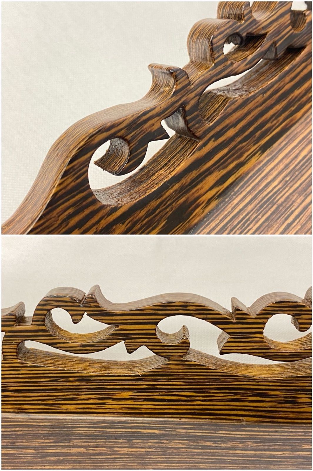 ZK081 鉄刀木 花台 透かし彫り 木彫り 幅約55cm 高さ約13cm 飾り台 盆栽台 伝統工芸 和室 NEXPOTALLINN_EU