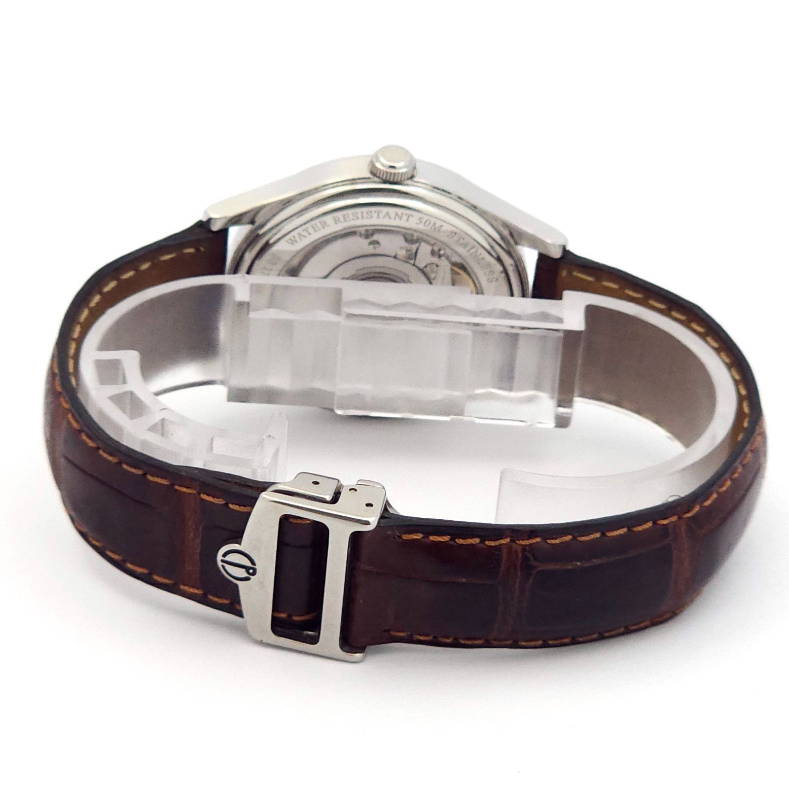 美品 ダンヒル 自動巻き デイト 裏スケ 革ベルト メンズ 腕時計 箱 C855 ☆良品 dunhill ダンヒル シティスケープ 8006 自動巻 動作品 裏スケ