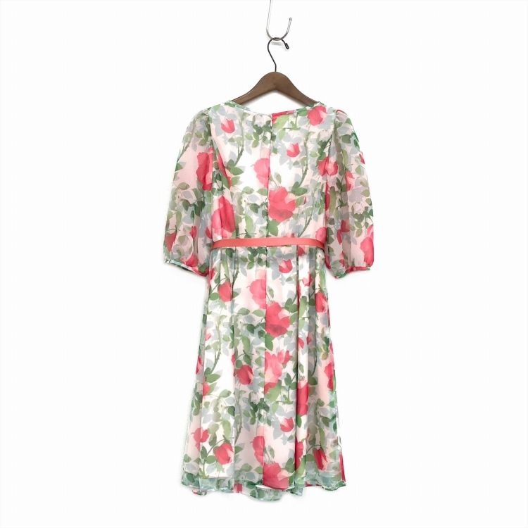 ★美品★エムズグレイシー　フラワーシフォンワンピース M'S GRACY エムズグレイシー シフォンフラワープリント
