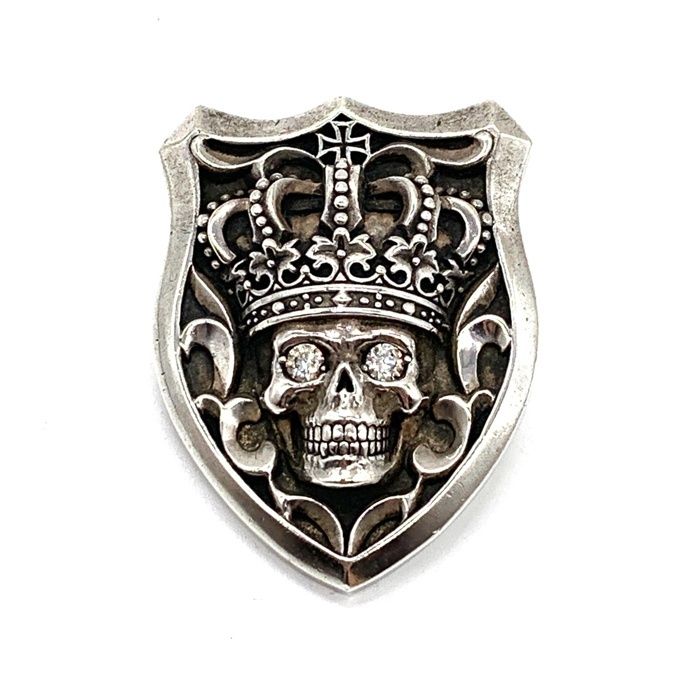 Justin Davis ジャスティンデイビス 内山英雄 クラウンスカル シールド ペンダントトップ SV925 ジルコニア