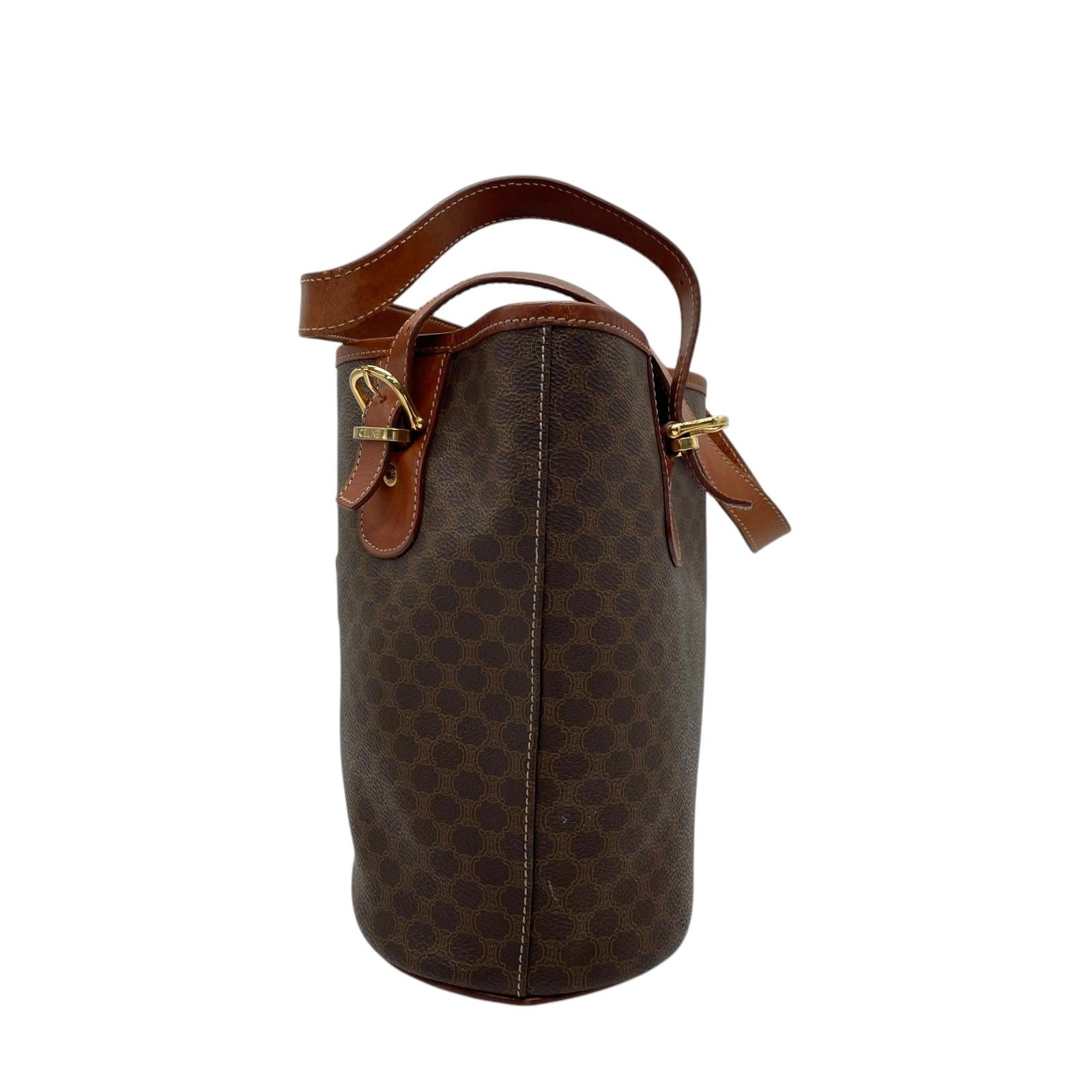 美品 CELINE セリーヌ マカダム トートバッグ ブラウン ゴールド金具 