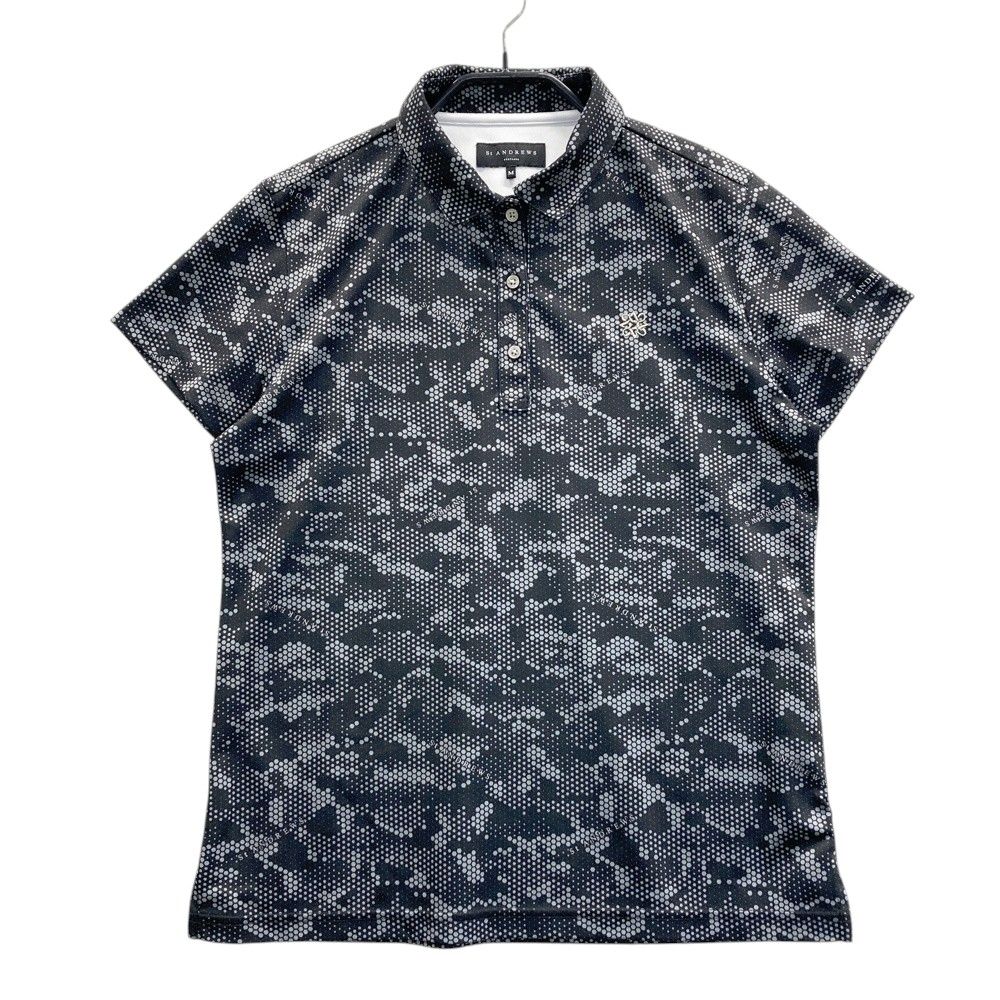 【美品】St ANDREWS セントアンドリュース 総柄半袖ポロシャツ ロゴ刺繍 サイズ：M ST ANDREWS セントアンドリュース ロゴ刺繍 半袖ポロシャツ