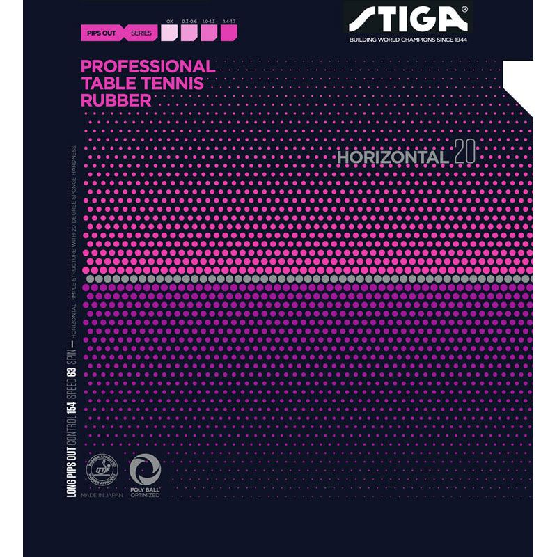 STIGA(スティガ) 粒高ラバー HORIZONTAL 20 OX(ホリゾンタル 20 OX) BLACK スポンジ無シ 卓球 ラバー (1711200101)、選択