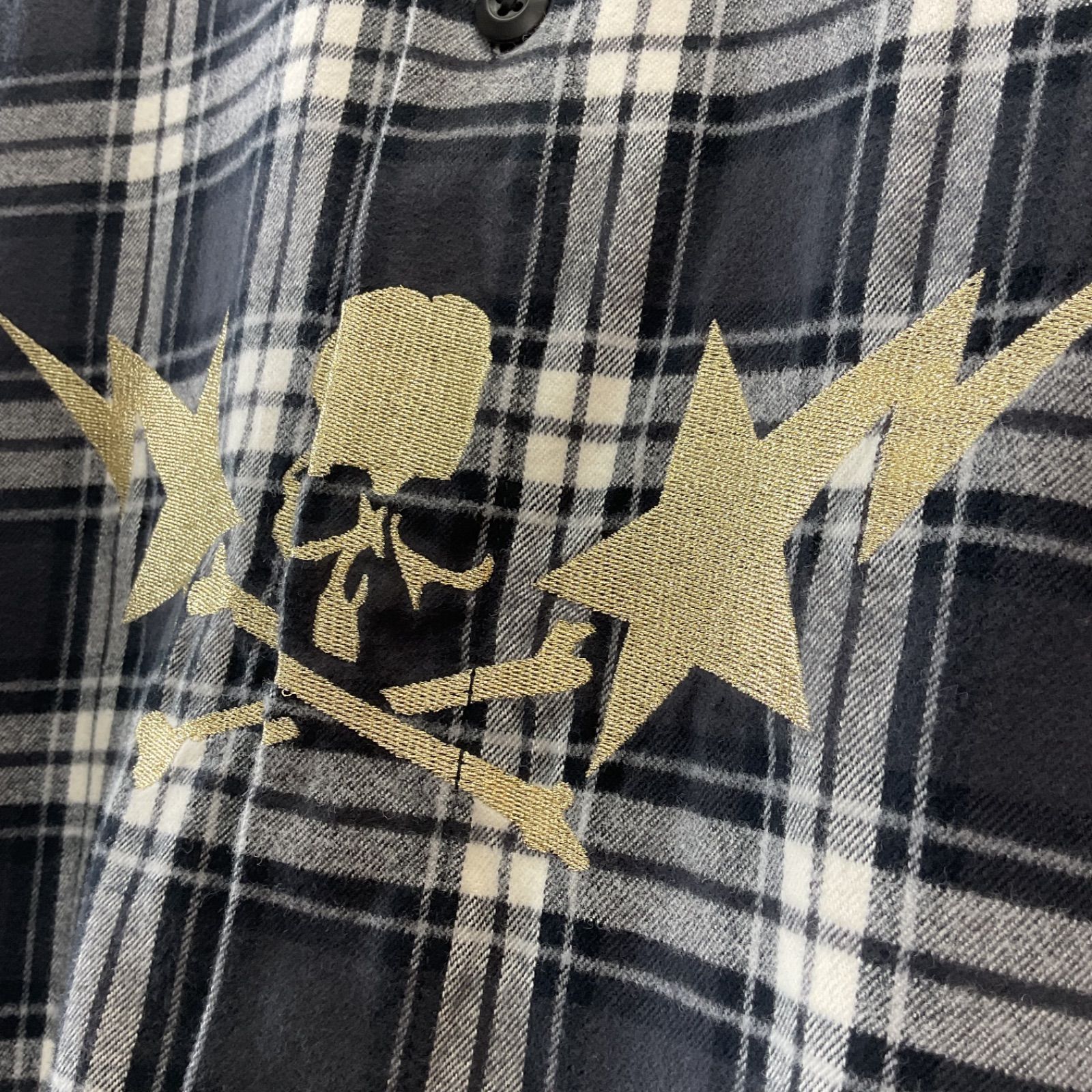 A BATHING APE エイプ マルチチェック スウィングトップ ネル 希少 A BATHING APE x mastermind JAPAN Block Check LS Shirt エイプ