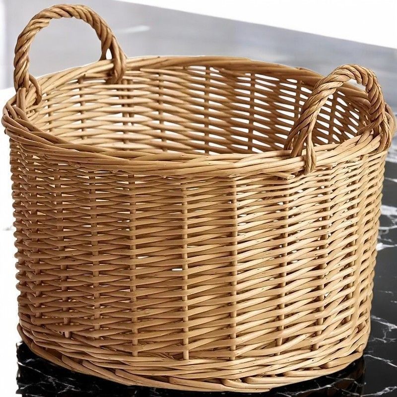 多目的籐製?円形バスケット持ち手付き15個 籐 ラタン 素材 カゴ 多目的