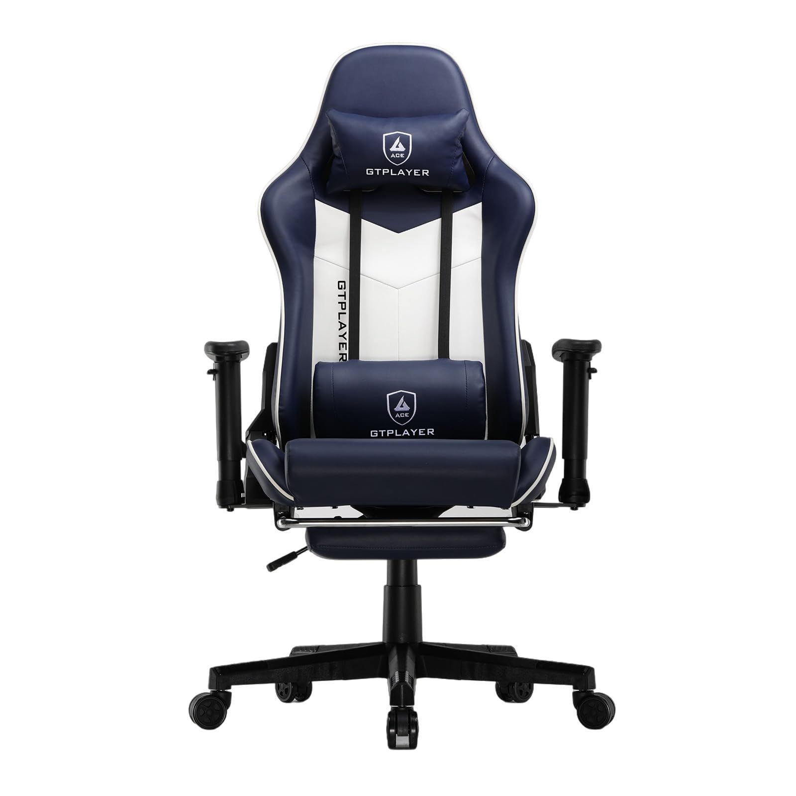 GT005-BLUE) 人間工学 オットマン付き PUレザー 高さ調整機能 GT005-BLUE) 人間工学 オットマン付き PUレザー 高さ調整機能