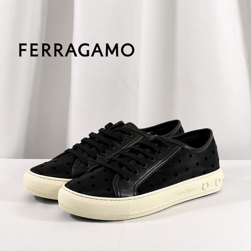 26.0cm【限定セール】新品・未使用 FERRAGAMO フェラガモ スニーカー 靴 35710 734059 ブラック BLACK ドットチュール サルヴァトーレ  フェラガモ SALVATORE FERRAGAMO 大きいサイズ - メルカリ