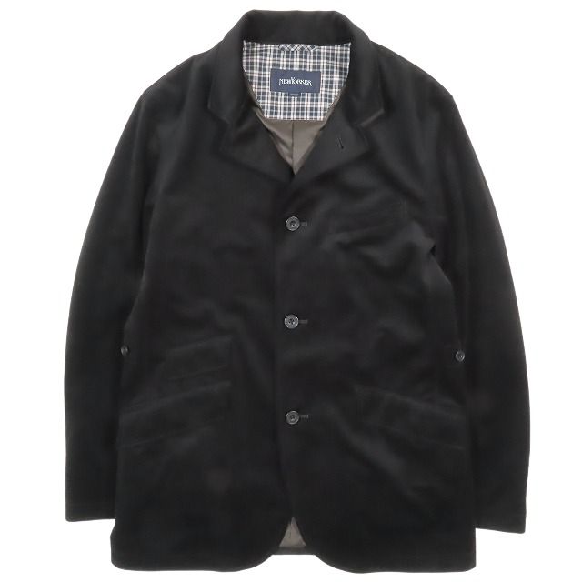 極美品 ニューヨーカー NEWYORKER コーデュロイ ジャケット ブレザー テーラード カジュアル 紳士服 上着 サイズM ブラック 黒 メンズ YBA11