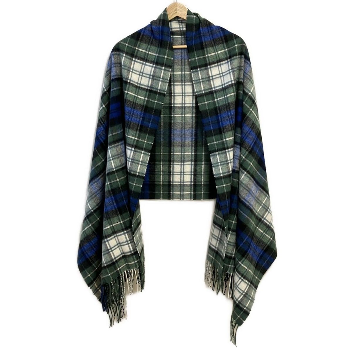 johnstons of elgin ジョンストンズ ストール ショール - グリーン×ネイビー×マルチ チェック柄 カシミヤ