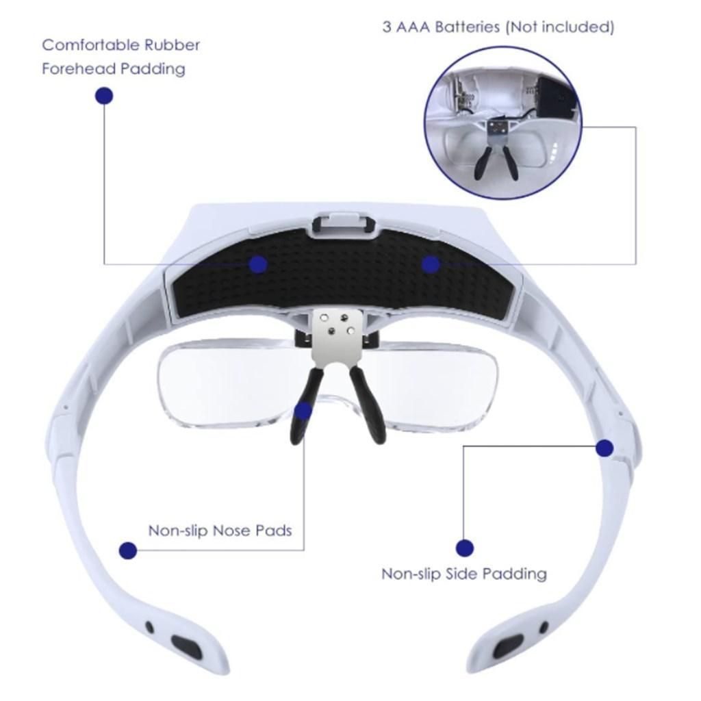 ルーペ LEDメガネ ヘッドバンド 拡大鏡 ヘッドルーペ 倍率角度調節